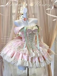 ピンク×ミント プリンセスロリータドレス フルセット S/M/Lのサムネイル