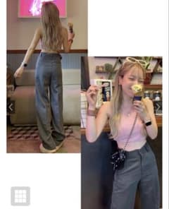 【美品】GRL グレイル センタープレスストレートパンツ グレー S ai07のサムネイル
