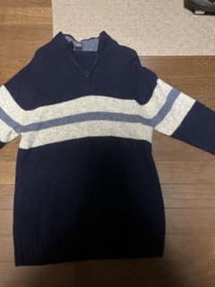 GAPネイビー グレー ストライプ ハーフジップ ニットのサムネイル