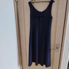 美品　ネイビー ノースリーブ ロングワンピース