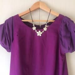 【美品】パープル 紫 51%シルクワンピースのサムネイル