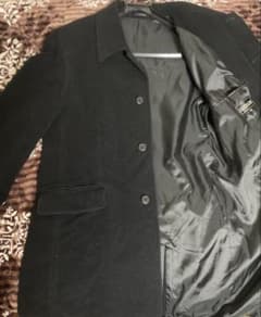 メンズ ロングコート ウール混 M 黒