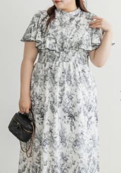 フリル袖 花柄 ワンピース 2XL(3L )のサムネイル
