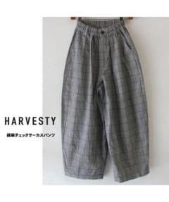 HARVESTY コットンリネンチェック柄 サーカスパンツ グレンチェック