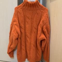 【SHAGGIE】ボトルネックケーブルオーバーニットオレンジのサムネイル