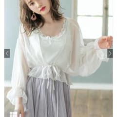 お値下げ！シフォンシアーカーディガン　オフホワイト♡春服　GRL　グレイル♡のサムネイル