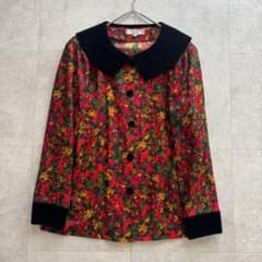 Yves Saint Laurent シャツ ベロア切替 花柄 M ドッキング - メルカリ