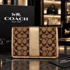 COACH シグネチャー パスケース 定期入れ ゴールドのサムネイル