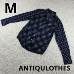 [ANTIQULOTHES] 네이비 도트 무늬 긴팔 셔츠 M 남성