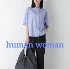 ローンカレンダーブラウス human woman シャツ・ブラウス ブルー 