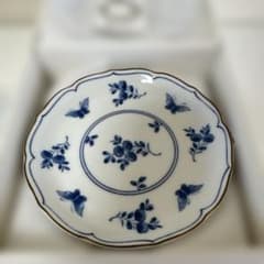 美品 龍峰窯 繊草花 十客小皿揃 10枚セット 金彩 染付 高島屋 昭和