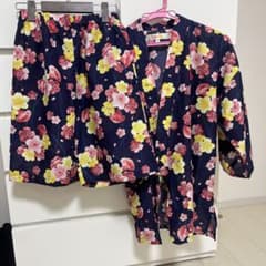 花柄 ネイビー 甚平 上下セットのサムネイル