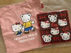 新品 ファミリア×キティ コラボ シェニール織 ハンカチ バッグ 
