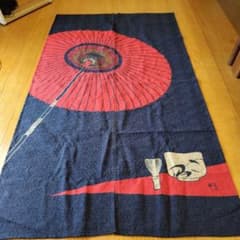 赤い和傘デザインののれん 147×85のサムネイル