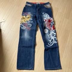 マ*ン様 絡繰魂 36インチ 刺繍 鯉 朱雀 鳳凰 和柄 デニム ジーンズ