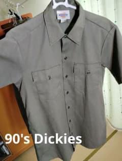 Dickies 90's グレー/グリーン 半袖ワークシャツ Mのサムネイル