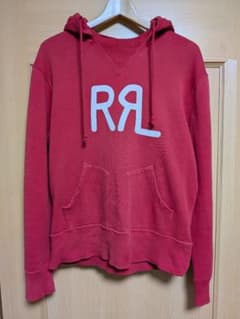 極美品 正規品 RRL ダブルアールエル 後付けパーカー ロゴ フーディ 赤 Sのサムネイル