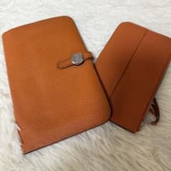 HERMES エルメス ドゴンGM デュオ □J刻印 財布 オレンジ - メルカリ