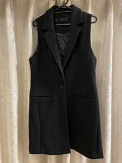 ZARA BASIC ザラ テーラード ジレ ロング ベスト ブラックのサムネイル
