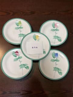 バラの花柄 陶器皿 5枚セット（箱付き）のサムネイル