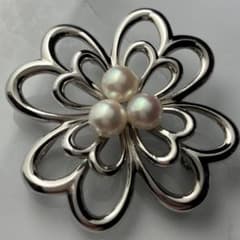 タサキ あこや真珠 パール 3粒 ブローチ/ペンダントトップ 2way