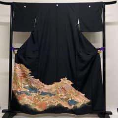 黒留袖　アンティーク　風景　波　舟　菊　楓　松竹梅　着物　014b d ms 楽天市場】【レンタル】留袖 レンタル 「T117 梅菊尽くし御所車 」 黒