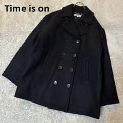 未使用級＊Time is on ピーコート　ブラック　黒　ダブル　肉厚 未使用級＊Time is on ピーコート ブラック 黒 ダブル 肉厚 - メルカリ