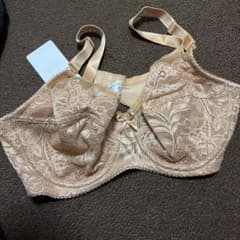 レース装飾 ベージュブラジャー 新品タグ付きのサムネイル