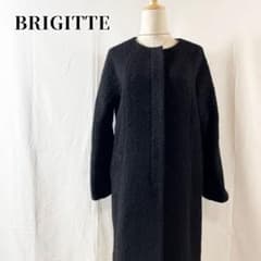 美品】ブリヂット BRIGITTE 東京スタイル ノーカラー ロングコート 黒 