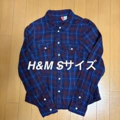 H&M DIVIDED チェック柄 長袖シャツ Sサイズ　ボルドー　ネイビー
