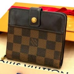 ルイヴィトン ダミエ エベヌ コンパクトジップ 二つ折り財布 N61668