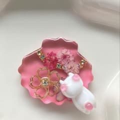 桜 猫ちゃん レジンヘアゴム レジン ヘアゴム シェル 猫ちゃん ピンク系◡̈♥︎ ※透け感あり - メルカリ