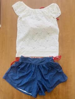 レディース 水着 4点セット オレンジ 花柄のサムネイル