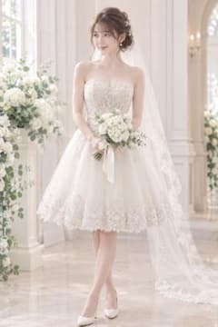 【美品】ミニドレスEmiriaWiz ウェディング　二次会　ミニドレス　ビジューのサムネイル
