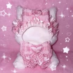 ♡ 16cm ぬい服 おすわり しろねこ ピンクギンガム にじぬい ♡ - メルカリ