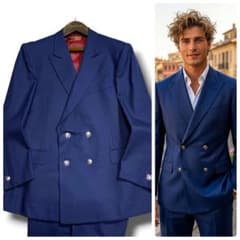 dunhill ダブル セットアップ スーツ 金ボタン 艶感 ネイビー XL 