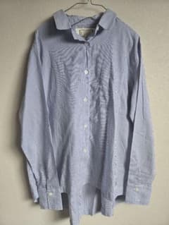 新品 ICHI ストライプブラウス ブルー コットンリヨセル ゆったり M 