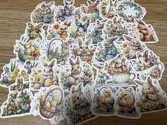 シール ウサギ ステッカー 20枚セット　コラージュ　紙モノ　素材　おすそわけのサムネイル