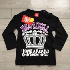 新品 未使用 ベビードール 90 長袖 ロンT Tシャツ 子供 赤ちゃん 黒のサムネイル