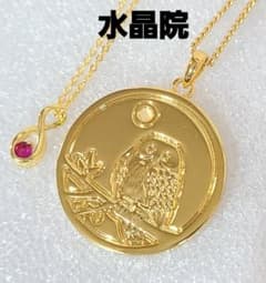 未使用 水晶院 開運 九星福来四神 フクロウ ゴールド ネックレス 2点