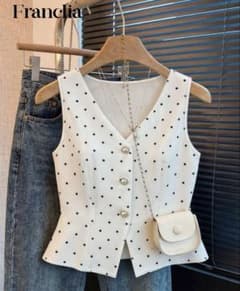 【SHEIN】ドット柄ノースリーブトップスのサムネイル