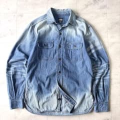 【名品図鑑】桃太郎ジーンズ デニムシャツ 42 ビンテージ加工 メタルボタン 名品図鑑】桃太郎ジーンズ デニムシャツ 42 ビンテージ加工 メタル