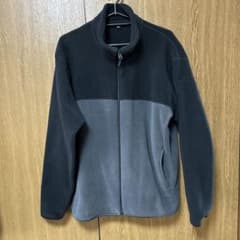 メンズ フリースジャケット バイカラー ブラック グレーのサムネイル