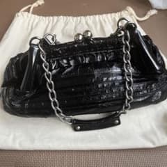 クリスティーナ ティ Kristina T. ブラックレザーショルダーバッグ 