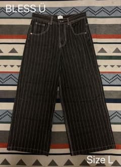 【新品未使用】BLESSU BU STRIPE BAGGY DENIM Lサイズのサムネイル