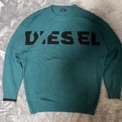 DIESEL ディーゼル ビッグロゴ ウール混ニット イタリア製 グリーン　XL