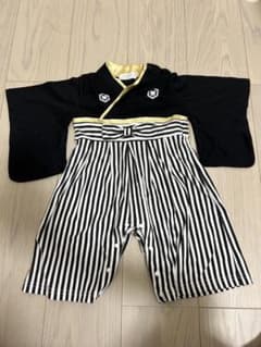 Aenak 袴ロンパース 80cm 黒白ストライプのサムネイル
