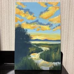 夕暮れの風景画 キャンバス アートのサムネイル