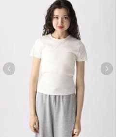 FOREVER21 リブTシャツ アイボリー 半袖のサムネイル