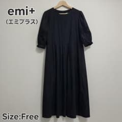 emi+ 에미플러스 반소매 원피스 퍼프 슬리브 블랙 블랙